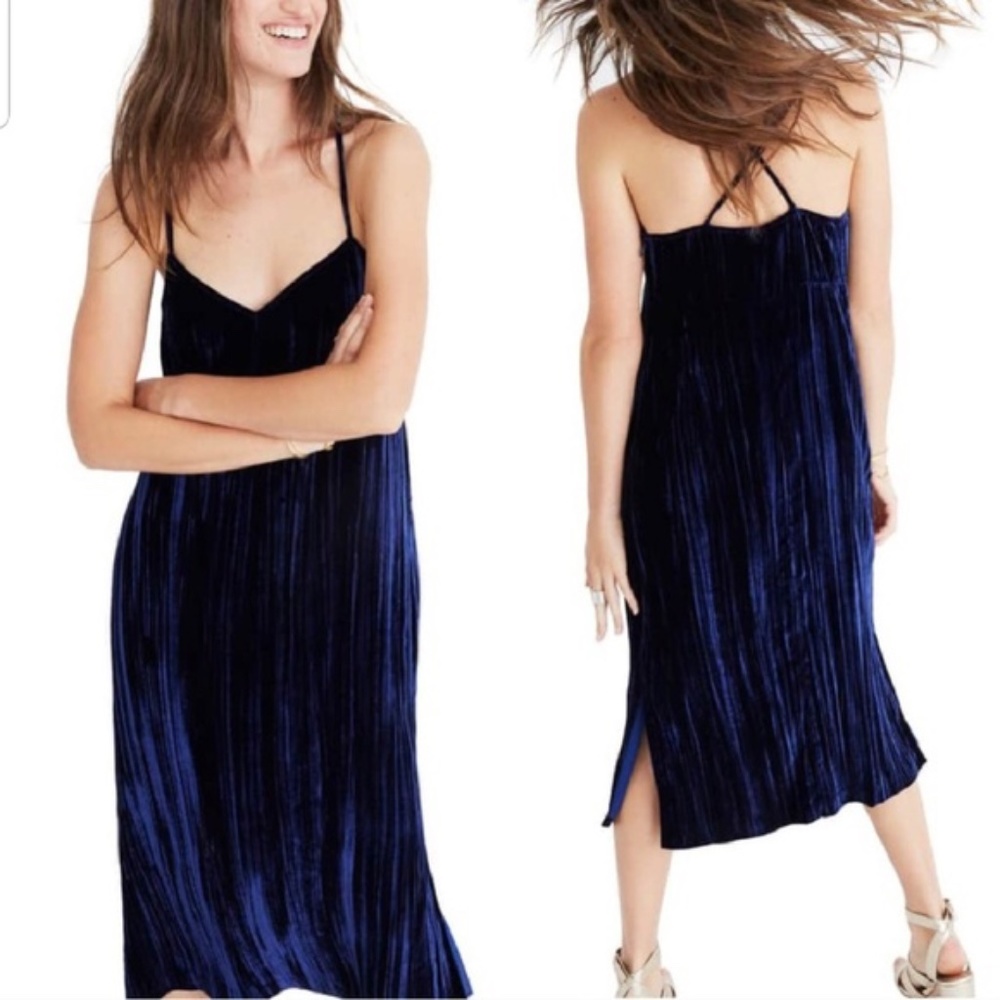 Madewell royal blue velvet slip dress XL